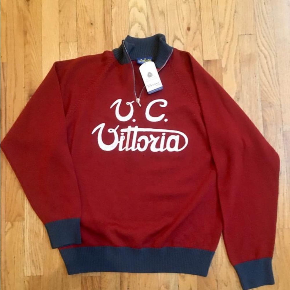 Sweater warm half zip Red wool NWT